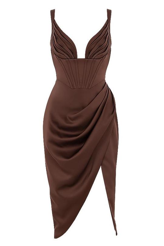 Chocolate Satin Mini Dress