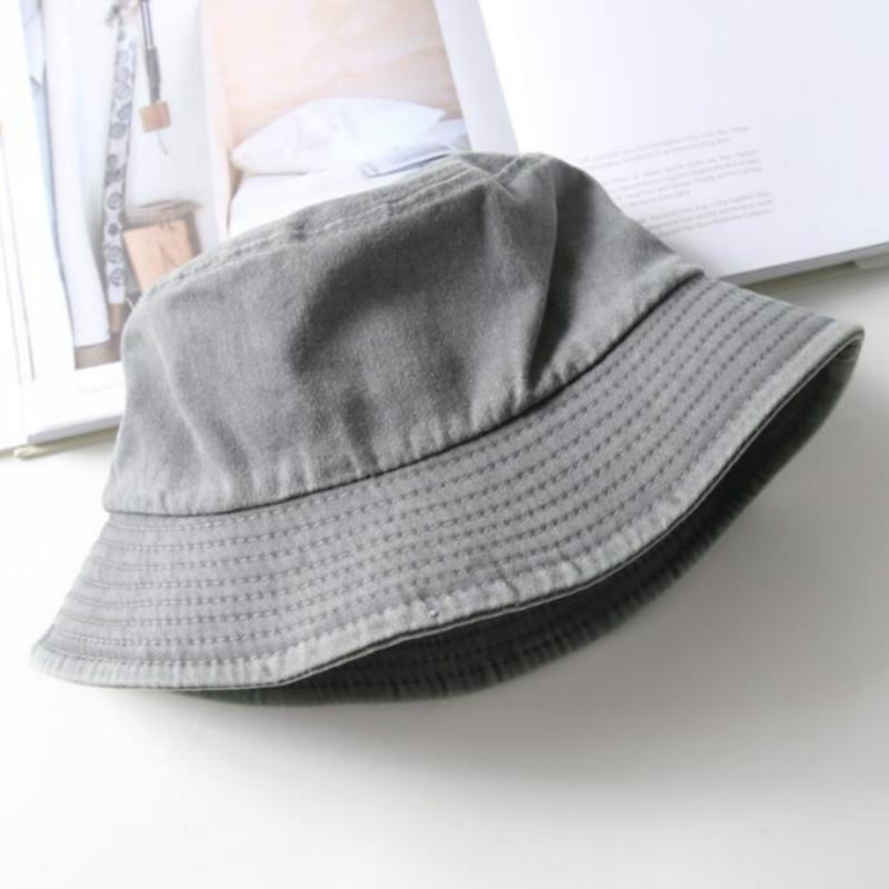Foldable Denim Bucket Hat Cotton Washed Fishing Hunting Cap