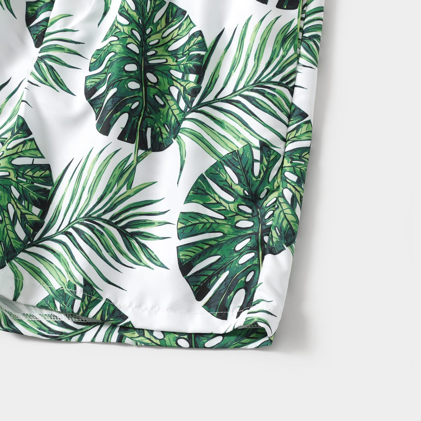 Green Leaf Print Family Matching Swimsuits With Baby