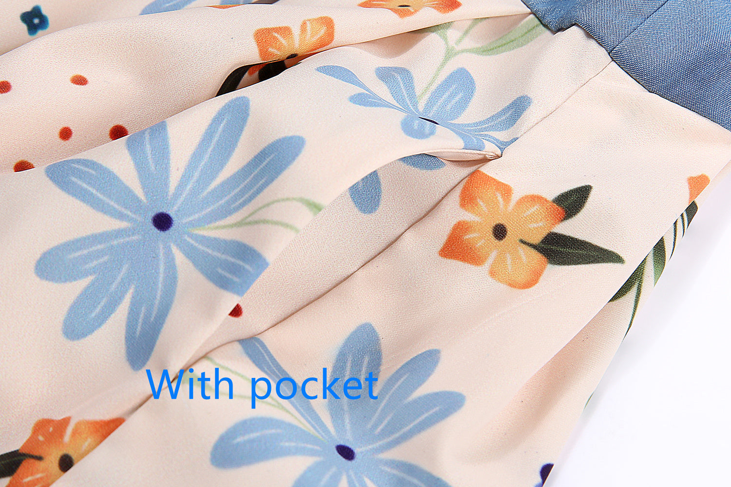 Denim Stitching Floral Print Maxi Dresses
