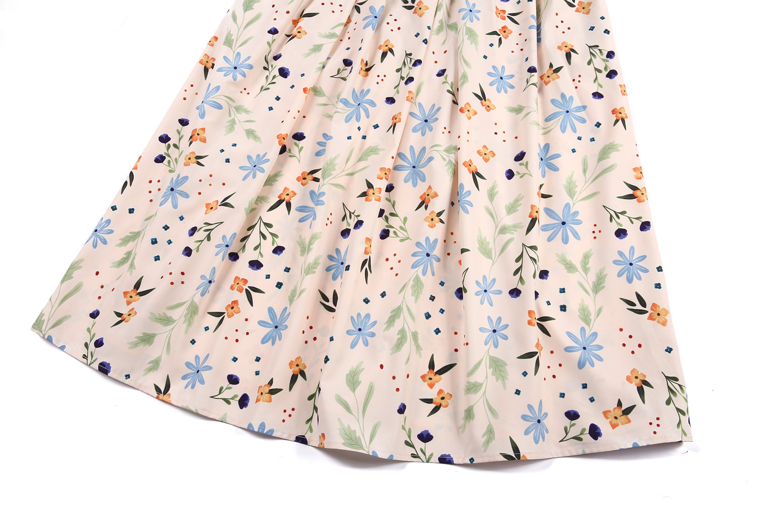 Denim Stitching Floral Print Maxi Dresses