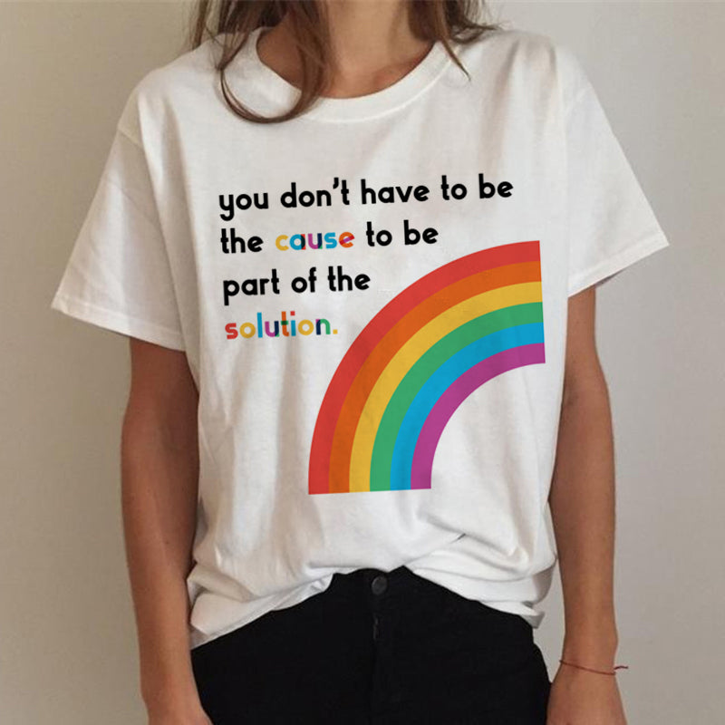 Lgbt Gay Pride Lesbian Rainbow tshirt women white t shirt kawaii top tees harajuku