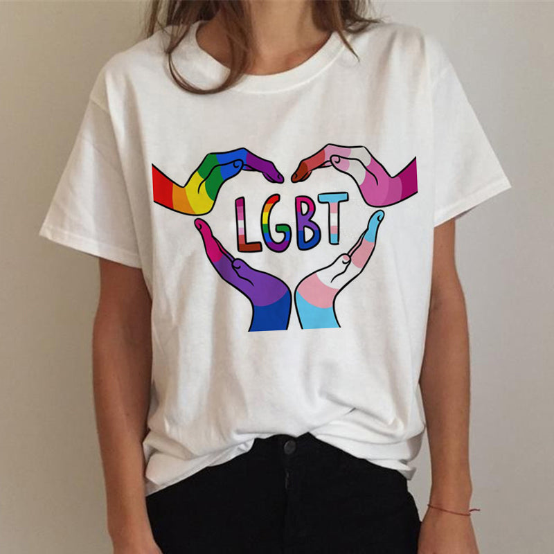 Lgbt Gay Pride Lesbian Rainbow tshirt women white t shirt kawaii top tees harajuku