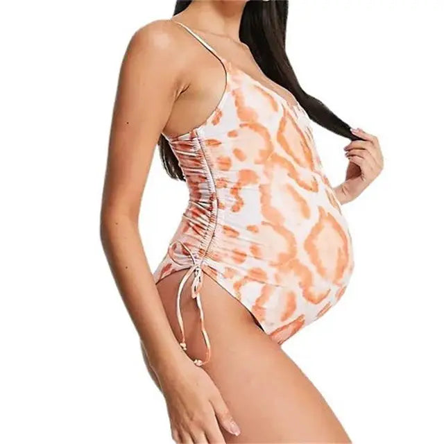 Maternity One-Piece Swimsuits Ruched on Both Sides Swimwear Women Pregnant Premama Summer Swim Bathing Suit Beachwear