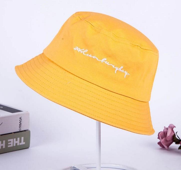 Men Women Harajuku Letters Print Streamers Lace Up Cap Ladies Summer Bucket Hats