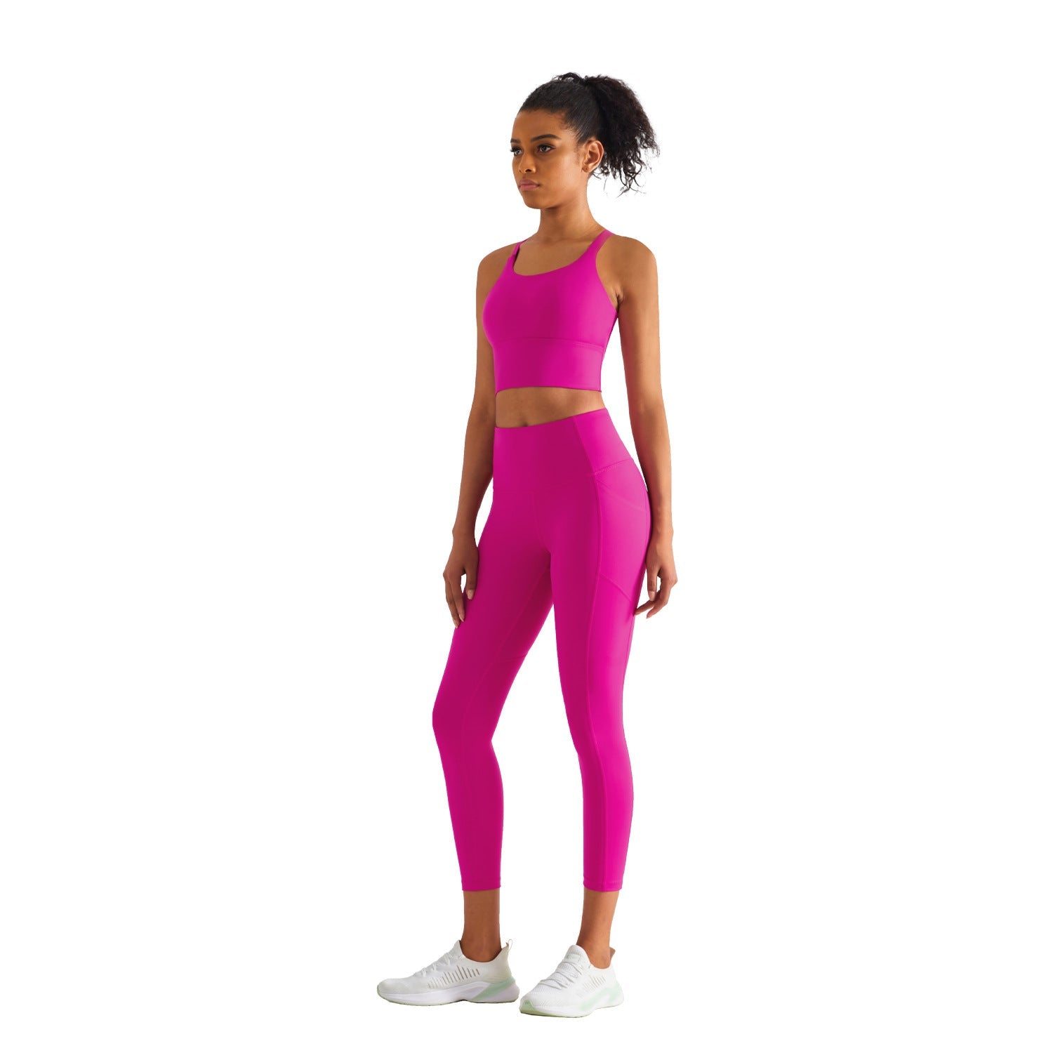 Women Tight Hip Lift Seamless High Waist Fitness Pants with Pockets CK1414