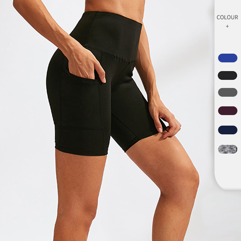 Women Quick Dry Skinny High Waist Yoga Shorts with Slant Pockets 2048