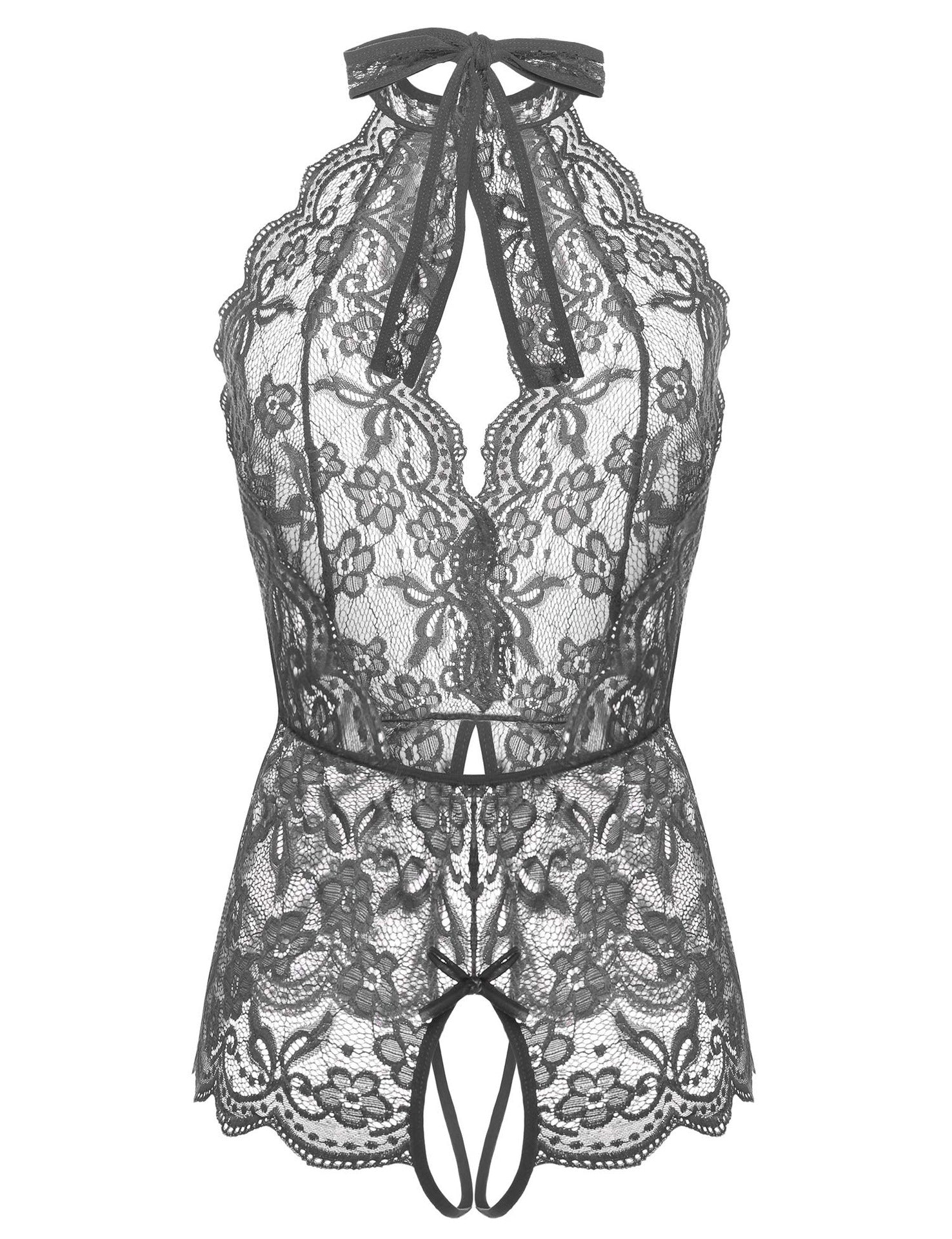 Plus Size Sexy Tight See Through Lace Exotic Lingerie Bodysuit 3528