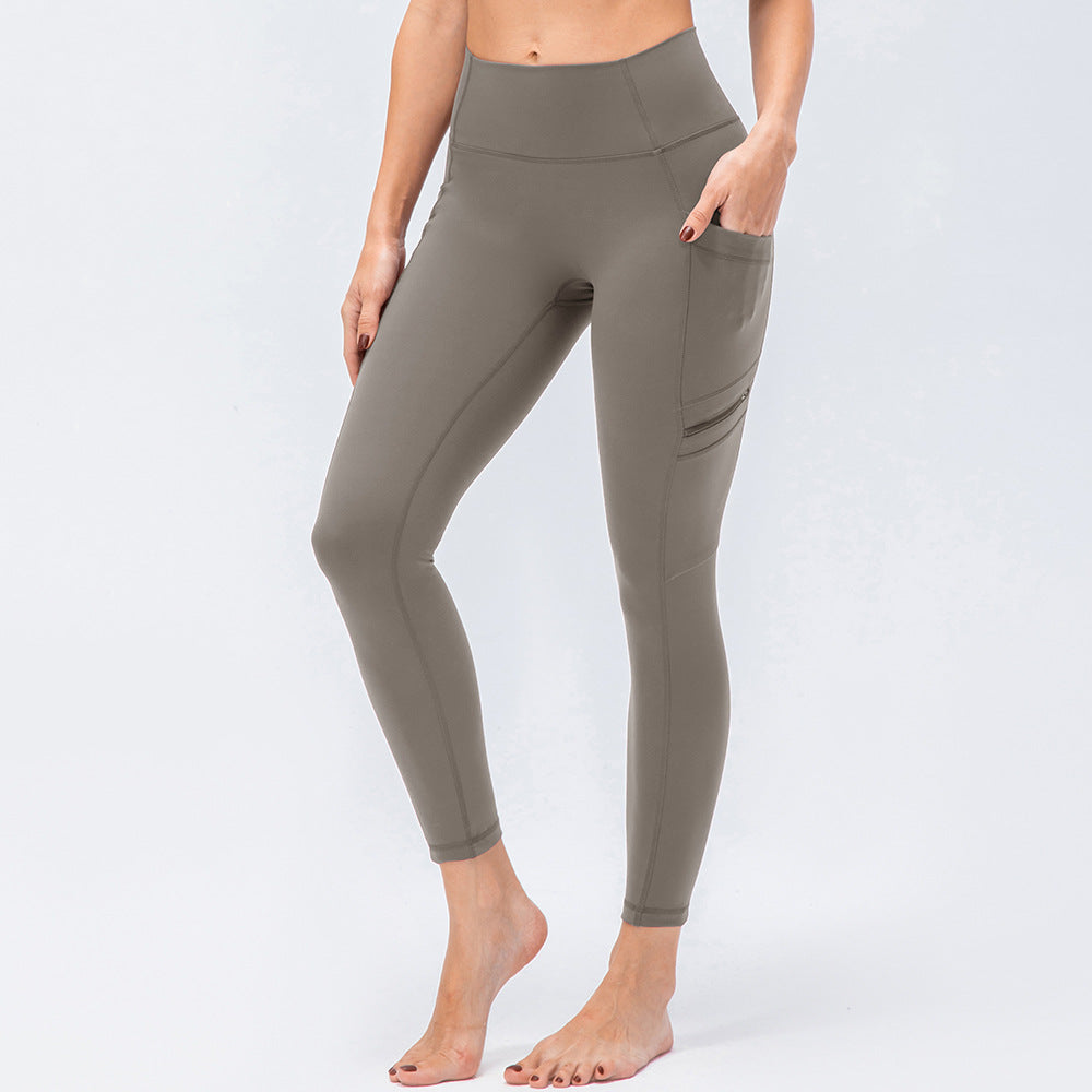 Women Nude Tight Double Sided Brushed Yoga Pants Quick Dry Running Fitness Leggings 12369