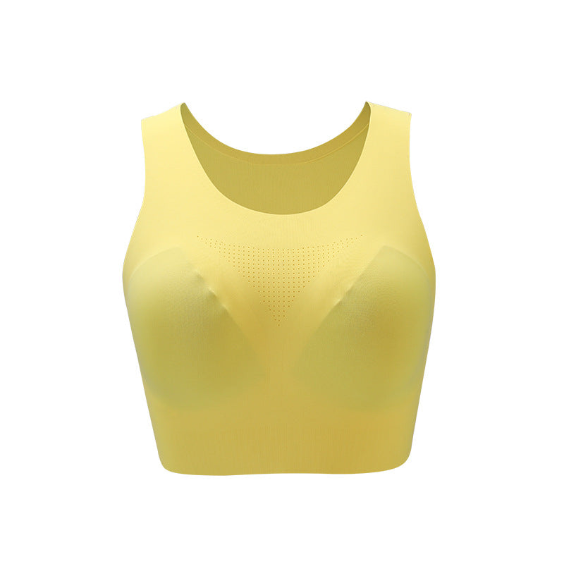 Women Plus Size Solid Color Sports Bra Shockproof Gather Stereotyped Fitness Beauty Vest S3