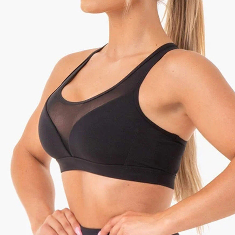 Women Breathable Black High Elastic Mesh Tight Sports Bra Yoga Fitness Running Underwear RD601