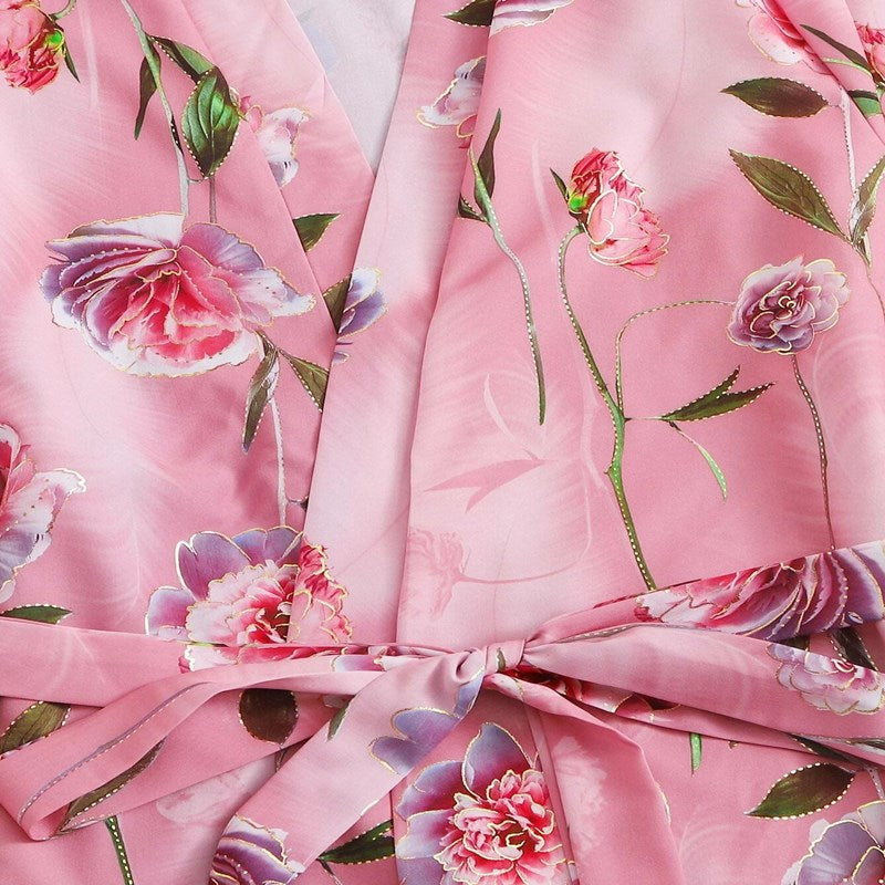 Women Ruffled Pink Long Sleeve Pajamas Three-piece Set A300