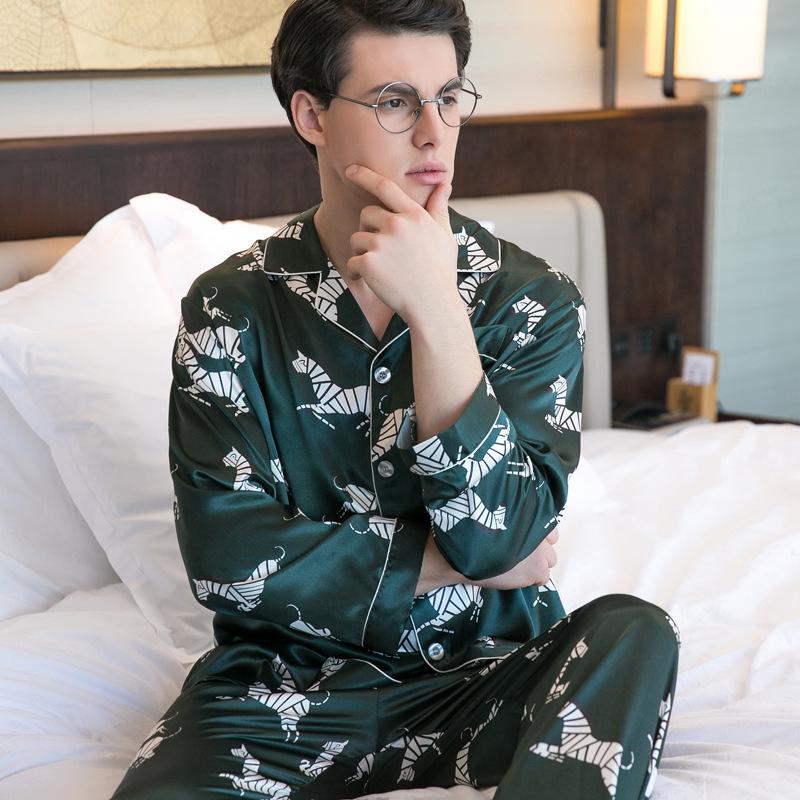 Turquoise Piped Satin Men Pajama Set