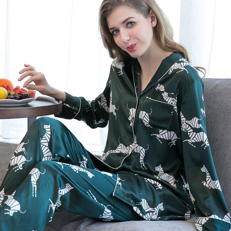 Turquoise Piped Satin Women Pajama Set