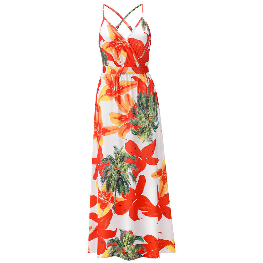 Floral Print Chiffon Cami Maxi Dress For Women