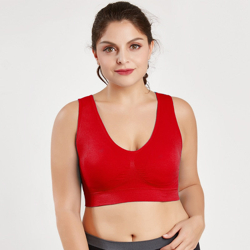 Female Solid Color Tube Top Push Up Yoga BH Sports Bra S-6XL