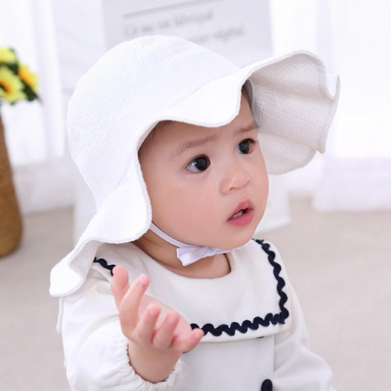 Baby Cotton Bucket Hats Brim Sunscreen Beach Cap