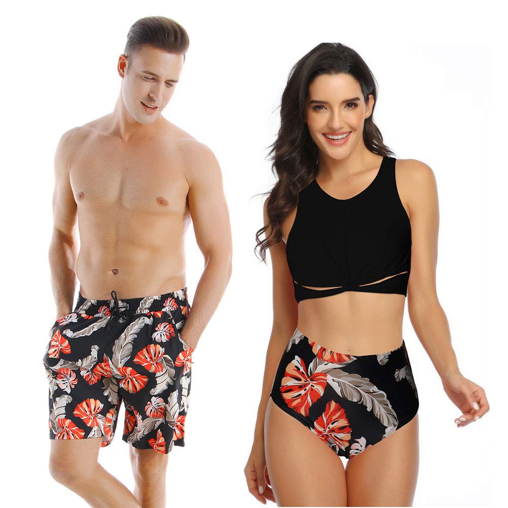 Couple Matching Swimsuits Floral Print Bathing Suits