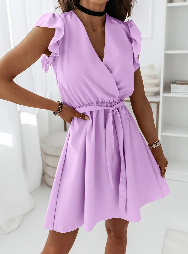 Casual Print Short Sleeve A-Line Maxi Dress