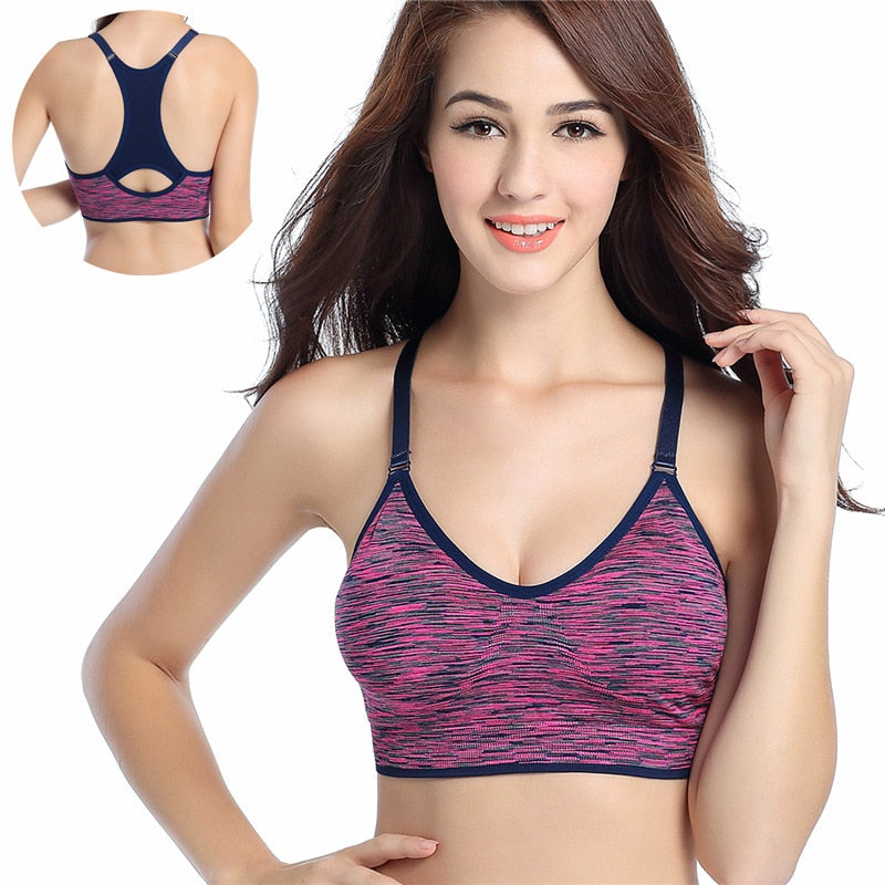 Women Breathable Quick Dry Top Shockproof Cross Back Push Up Active Fitness Gym Sports Yoga Bra