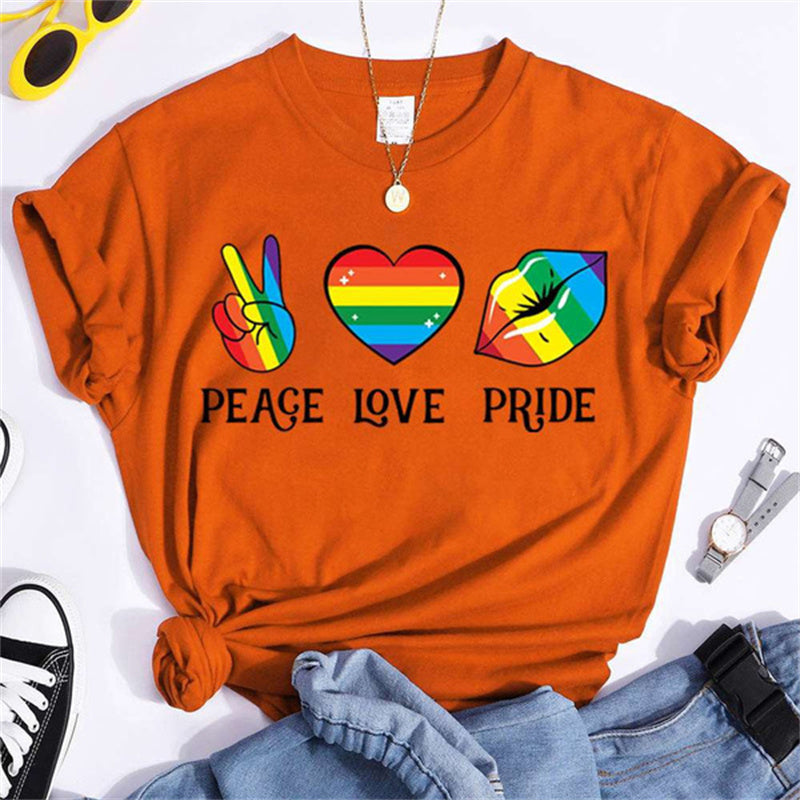 Women T-shirts Clothes LGBT Peace Love Pride Graphic T-Shirt