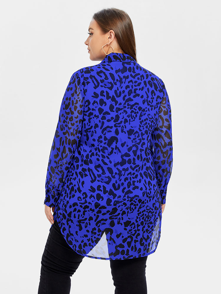 Leopard Print Button Front Blouse