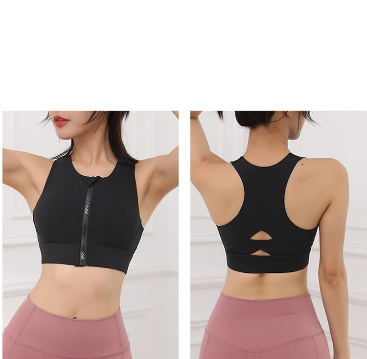 Women's Plus Size Shockproof High Intensity Sports Bra Running Underwear With Front Zipper WX-2043