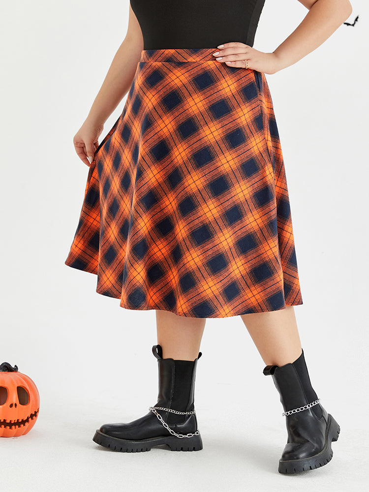 Halloween High Waist Plaid Print Skirt