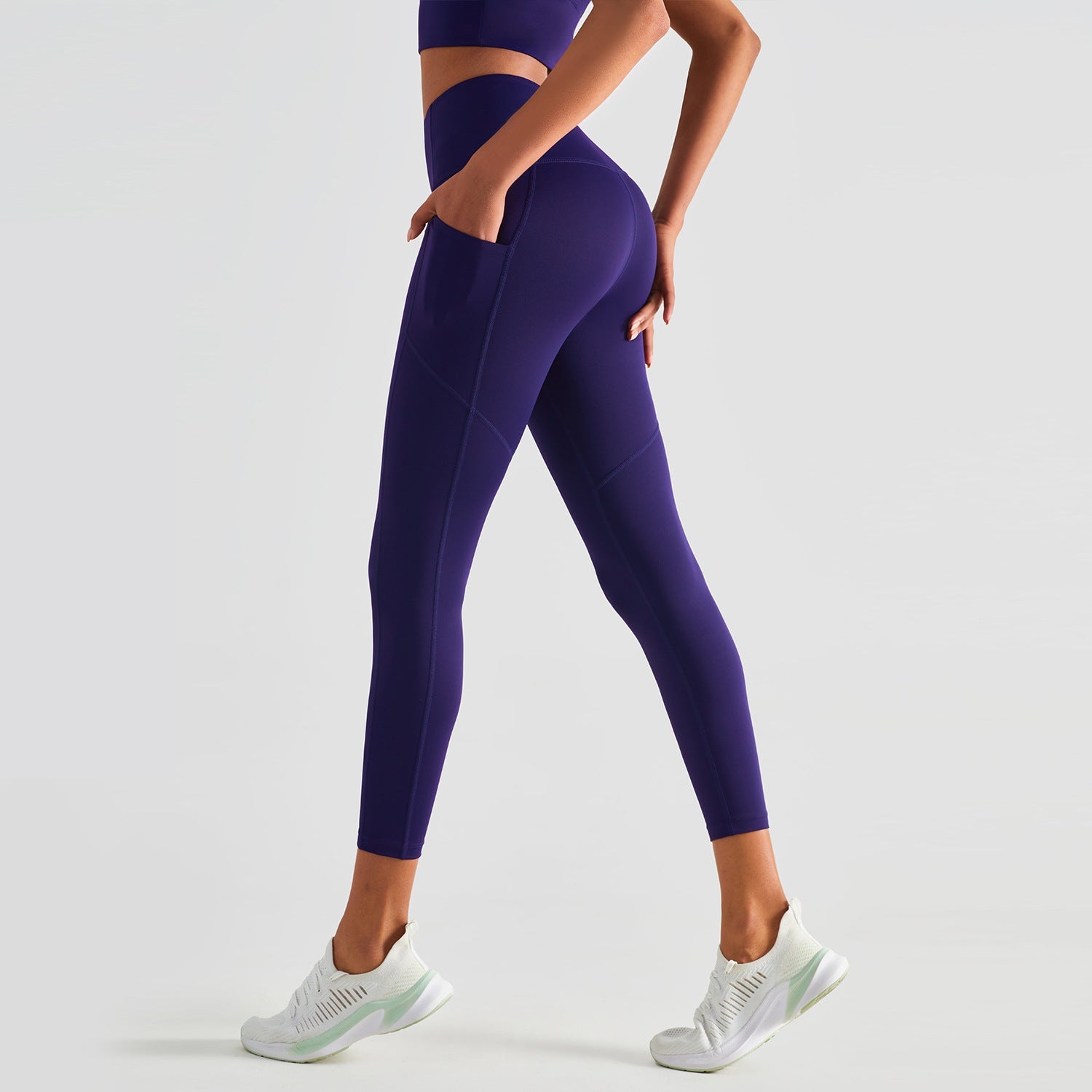 Women Tight Hip Lift Seamless High Waist Fitness Pants 7/8 Leggings with Pockets CK1414